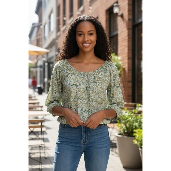 Liberty Art Fabrics For J.Crew Womens Floral Boho Peasant Blouse Small - Picture 2 of 6